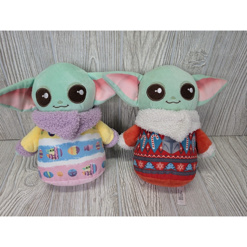 Grogu Plush 9" Baby Yoda Star Wars Easter Christmas Holiday Mattel Lot Of 2